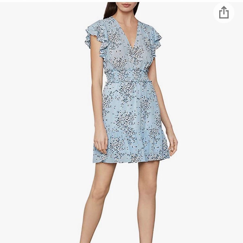 Bcbg Powder Blue Floral Dress Size M